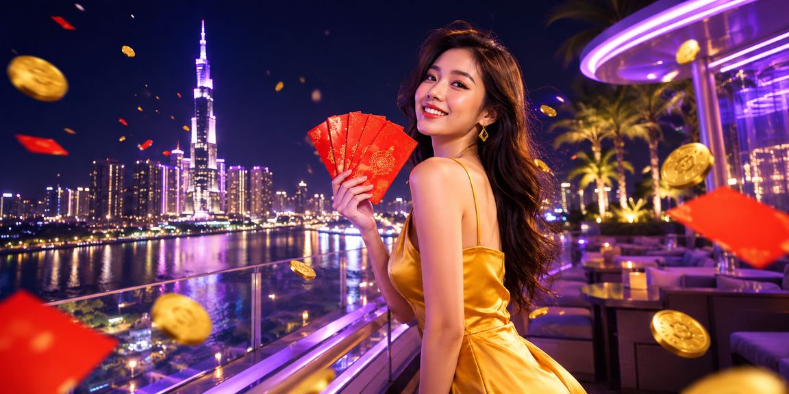 Ánh đèn neon rực rỡ tại TP.HCM với bao lì xì đỏ biểu tượng giao dịch tài chính trực tuyến