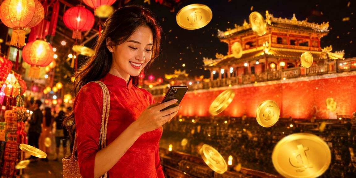 Chợ đêm Huế với người dùng tìm hiểu thông tin giao dịch và xổ số trực tuyến