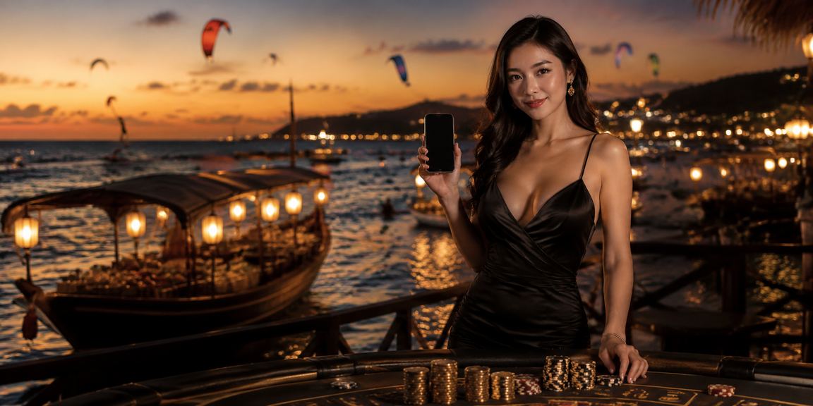 Không khí lễ hội tại Mũi Né với người dùng dùng điện thoại kiểm tra voucher casino